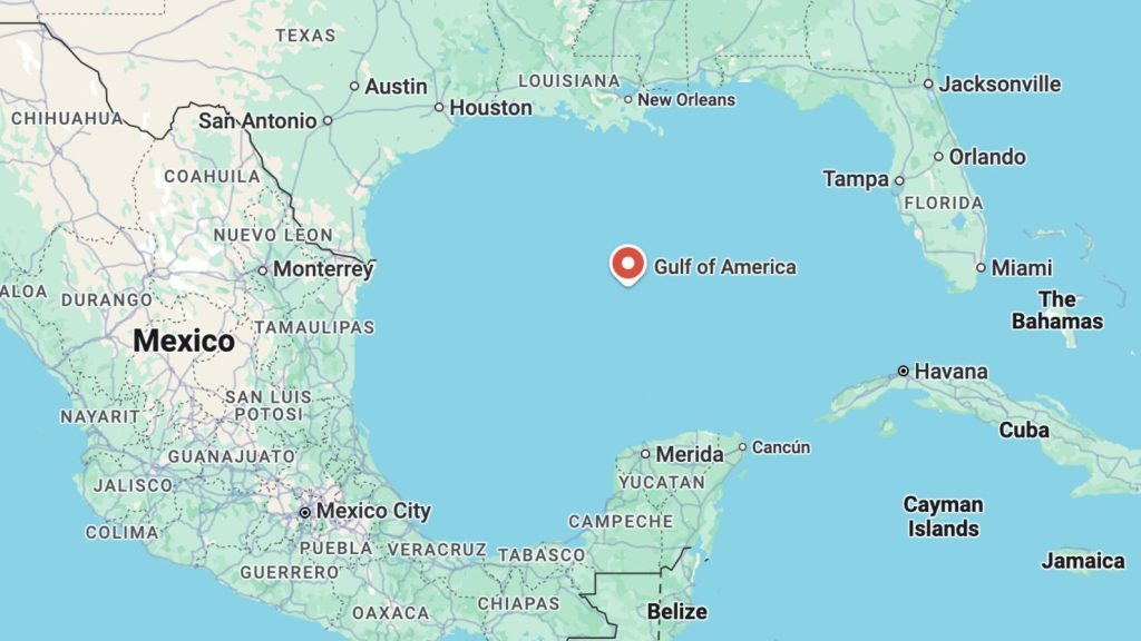 Gulf of Mexico Renamed as Gulf of America on US Google Maps